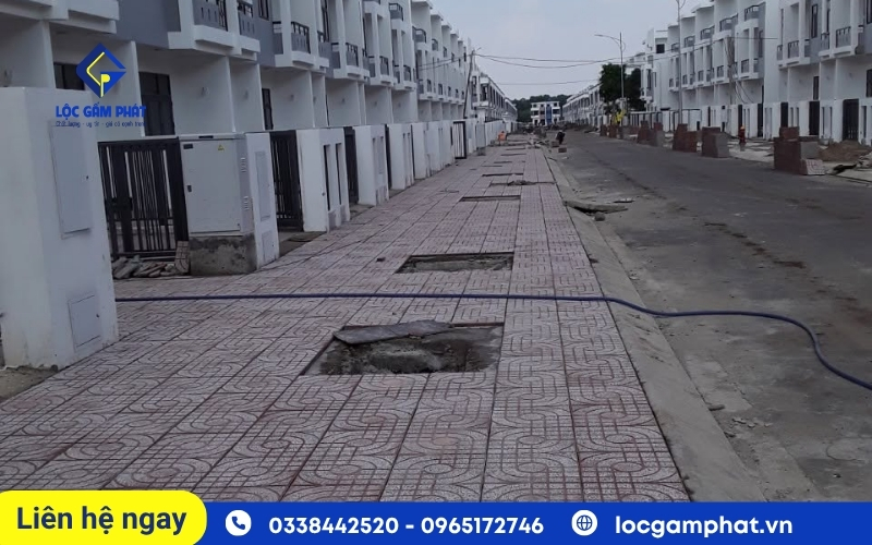 Gạch terrazzo ứng dụng lát vỉa hè lối đi bộ khu biệt thư